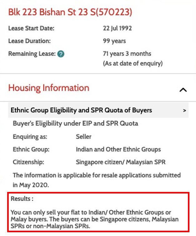 HDB Ethnic Quota