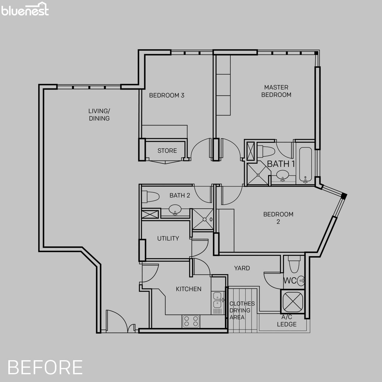 Dual Key Condo: Sample Floor Plan (Before Conversion)