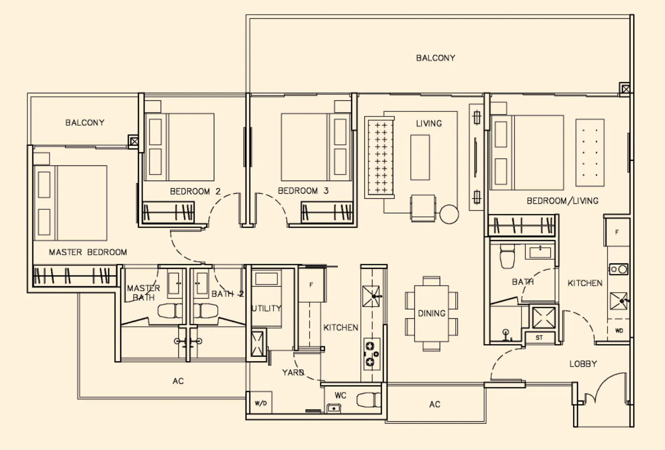 Dual Key Condo in Singapore: 4 Bedroom at Parc Olympia